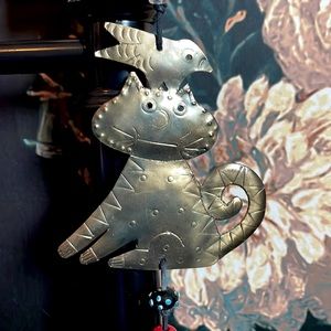 Cat & Bird Wind Chime with Beads